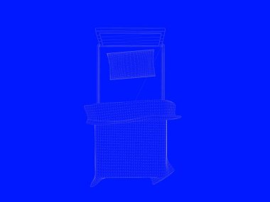 bir yatak planı satırları üzerinde mavi bir arka plan olarak 3D render
