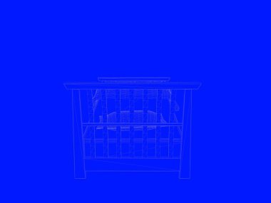 bir yatak planı satırları üzerinde mavi bir arka plan olarak 3D render