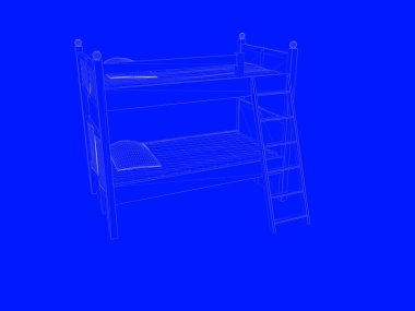 bir yatak planı satırları üzerinde mavi bir arka plan olarak 3D render