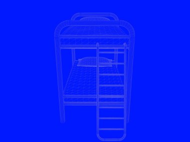 bir yatak planı satırları üzerinde mavi bir arka plan olarak 3D render