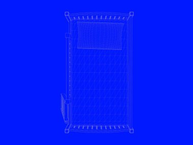 bir yatak planı satırları üzerinde mavi bir arka plan olarak 3D render
