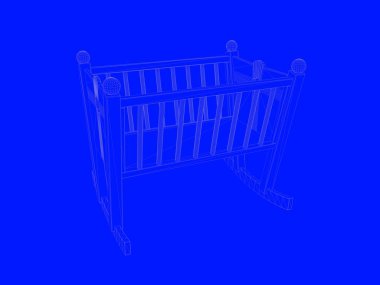 bir yatak planı satırları üzerinde mavi bir arka plan olarak 3D render