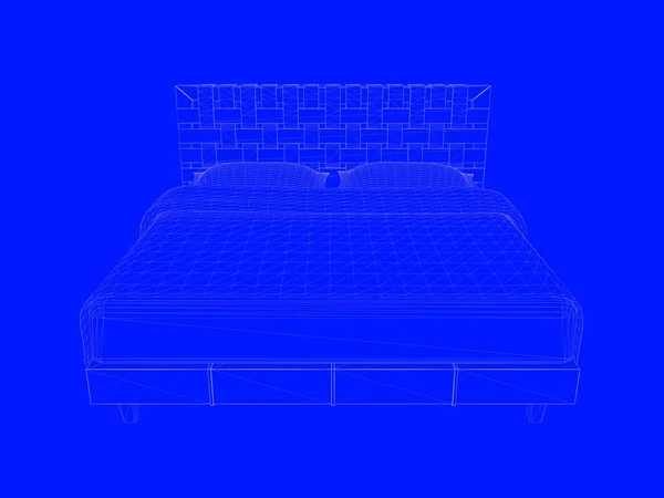 Bir yatak planı satırları üzerinde mavi bir arka plan olarak 3D render — Stok fotoğraf