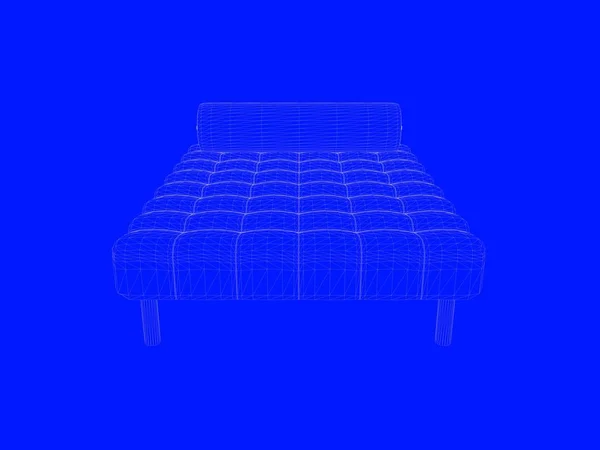 Rendering 3d di un progetto letto come linee su sfondo blu — Foto Stock