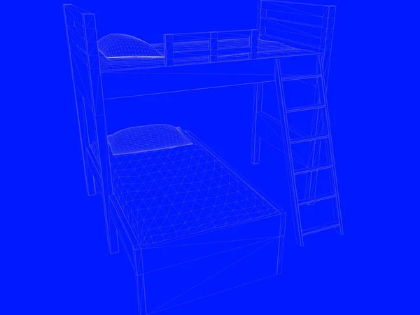 Rendering 3d di un progetto letto come linee su sfondo blu — Foto Stock