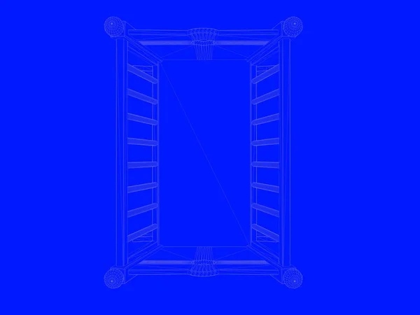 Bir yatak planı satırları üzerinde mavi bir arka plan olarak 3D render — Stok fotoğraf