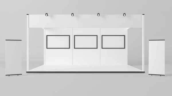 3D render için farklı ışık ile beyaz Fuar Standı — Stok fotoğraf