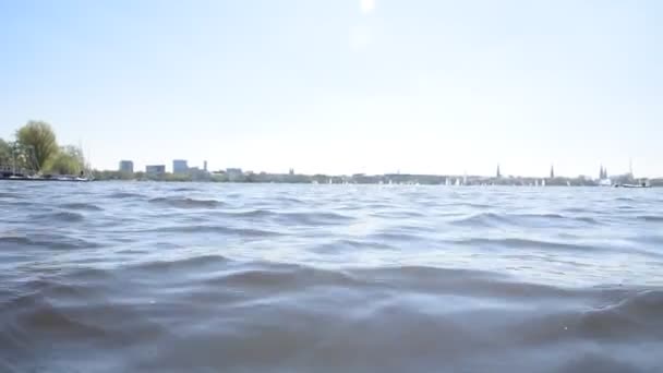 Nice View Alster Water Wave Middle Lake — Stock Video