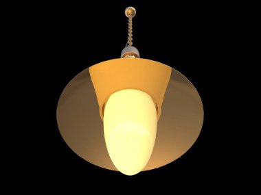 üzerinde siyah bir backgr izole bir altın lamba kolye 3D render