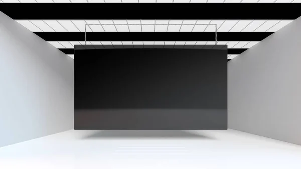 Siyah bir afiş bir iç sergi içinde 3D render — Stok fotoğraf