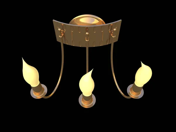 黒の表現が上分離されて黄金色のランプのペンダントの 3 d レンダリング — ストック写真