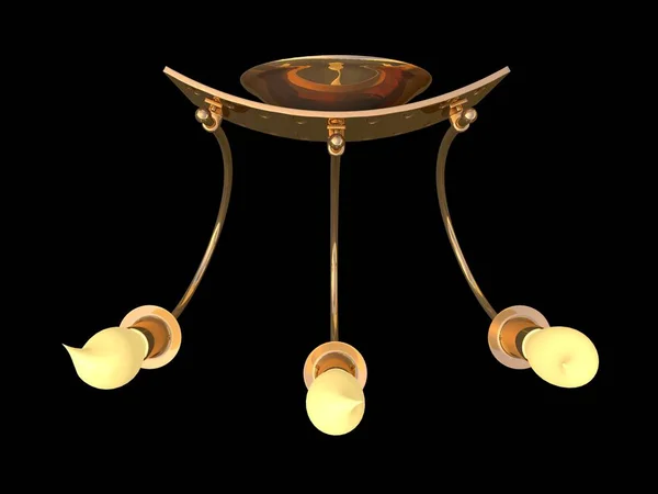 3d representación de un colgante de lámpara de oro aislado en un fondo negro —  Fotos de Stock