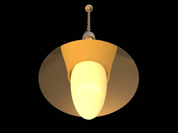 3D-rendering av en gyllene lampa taklampa isolerad på en svart bakgr — Stockfoto