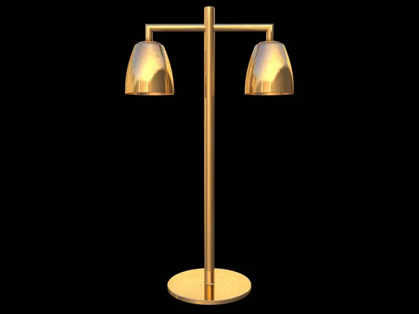 3D-weergave van een tegenhanger van de gouden lamp geïsoleerd op een zwarte backgr — Stockfoto