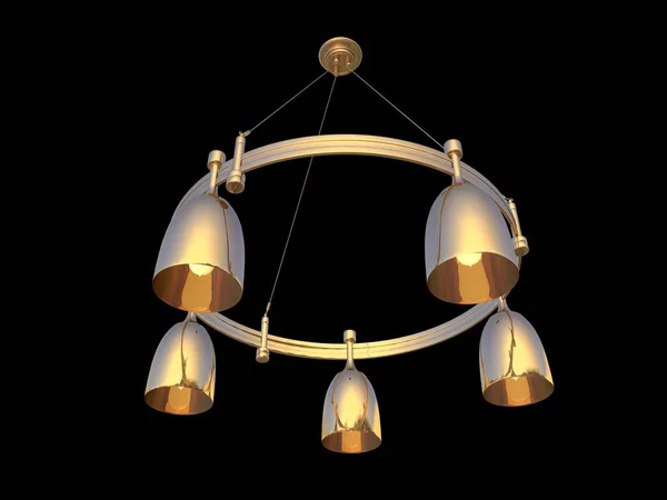 3d rendering of a golden lamp pendant isolated on a black backgr — Stock Photo, Image