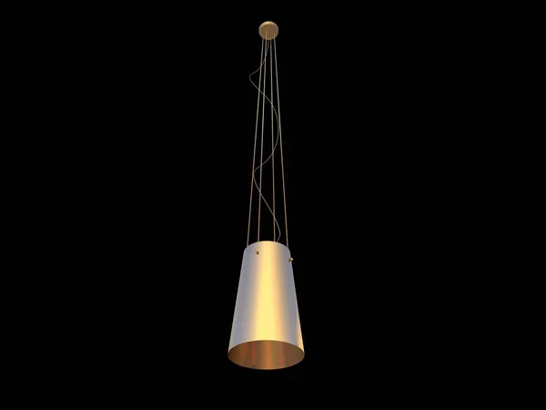 3D-rendering av en gyllene lampa taklampa isolerad på en svart bakgr — Stockfoto