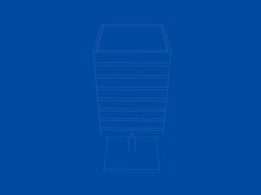 bir plan lamba ışık tutucu 3D render izole bir mavi 