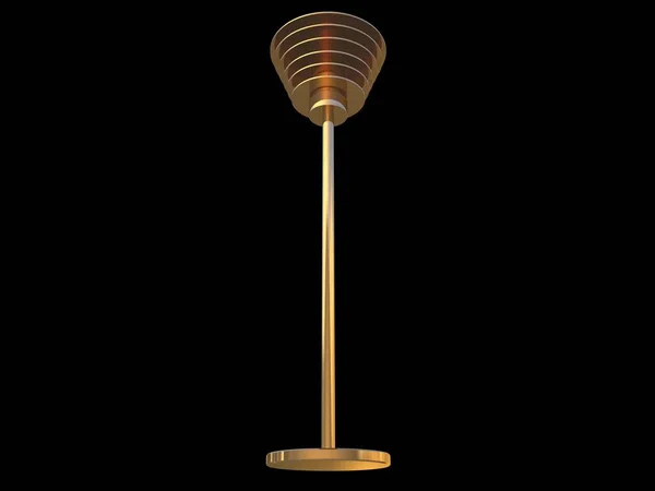 3D-weergave van een tegenhanger van de gouden lamp geïsoleerd op een zwarte backgr — Stockfoto