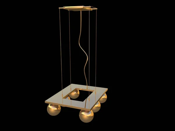 3D visszaadás-ból egy elszigetelt fekete háttérben lámpa-arany medál — Stock Fotó
