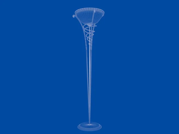 3D візуалізація тримача лампи синього відбитка ізольовано на синьому — стокове фото