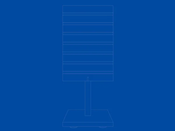 Rendering 3d dari pemegang lampu cetak biru terisolasi pada biru — Stok Foto