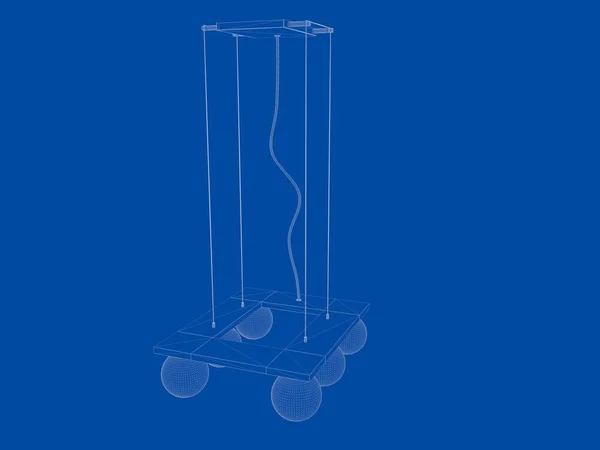 3D-weergave van een blauwdruk lamp Theelichthouder isoleren op een blauw — Stockfoto