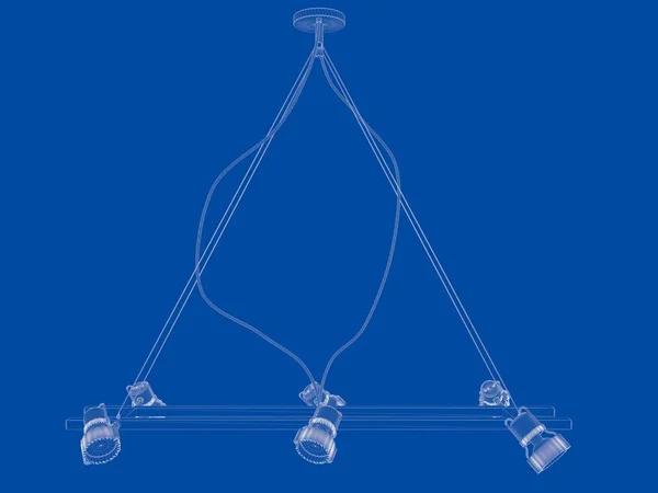 3D-rendering av en blåkopia lampa ljus holder isolera på blå — Stockfoto