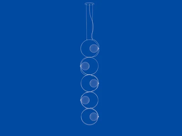 3D-Rendering einer Blaupause Lampenhalter isolieren auf einem blauen — Stockfoto