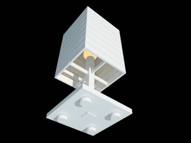 üzerinde siyah bir backgro izole bir beyaz lamba kolye 3D render