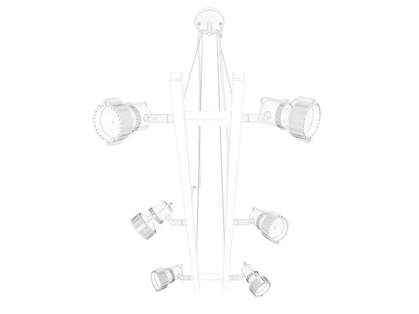 Representación 3d de un soporte de luz de lámpara de anteproyecto aislar en un blanco —  Fotos de Stock