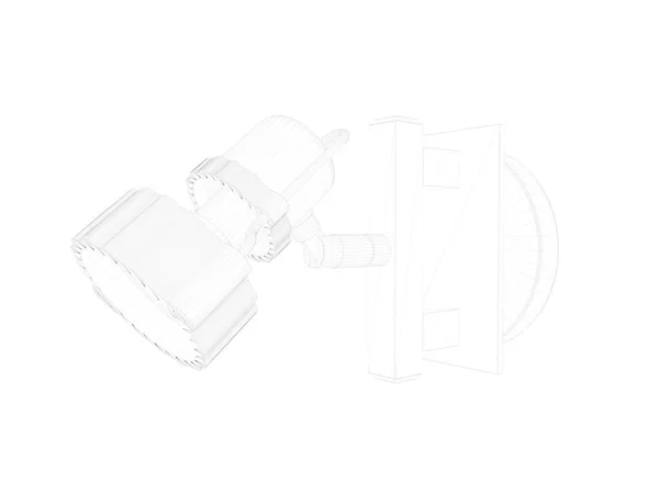 Renderização 3d de um suporte de luz de lâmpada de modelo isolado em um branco — Fotografia de Stock