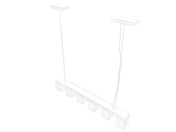 Representación 3d de un soporte de luz de lámpara de anteproyecto aislar en un blanco —  Fotos de Stock