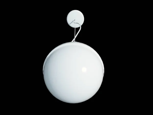 3D візуалізація підвіски білої лампи ізольовано на чорному фоні — стокове фото
