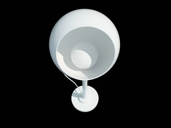 3D-Darstellung eines weißen Lampenanhängers isoliert auf schwarzem Hintergrund — Stockfoto