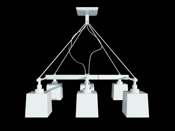 3D visszaadás-ból egy fekete backgro elszigetelt fehér lámpa medál — Stock Fotó