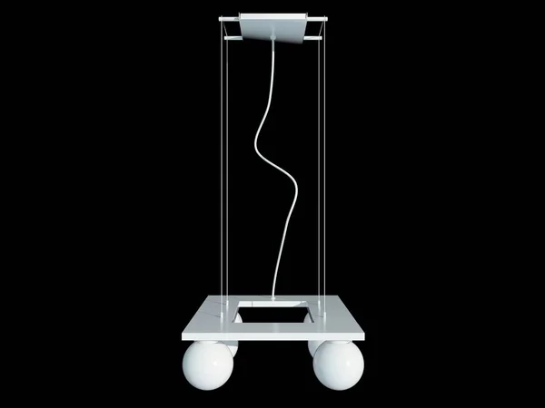 3D visszaadás-ból egy fekete backgro elszigetelt fehér lámpa medál — Stock Fotó