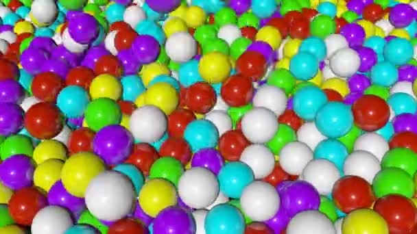 흰색 배경에서 분리되어 다채 로운 공을 떨어뜨리는 3D 렌더링 — 비디오