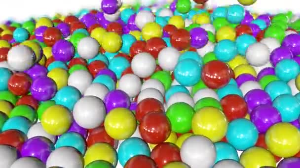 3d rendering of falling colorful balls isolated on white background — Stock Video