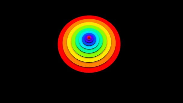 3d визуализация цветных радужных кругов фоновой анимации — стоковое видео