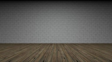 Tuğla duvar ön görüntü stüdyosunun 3D görüntüsü