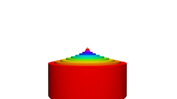 3d renderelés színes szivárvány körök háttér animáció — Stock videók