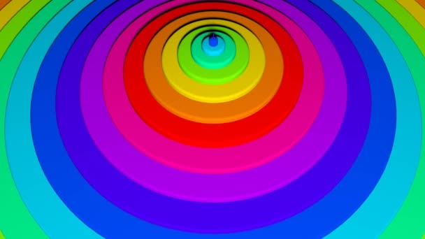 3d weergave van een kleurrijke regenboog cirkels achtergrond animatie — Stockvideo