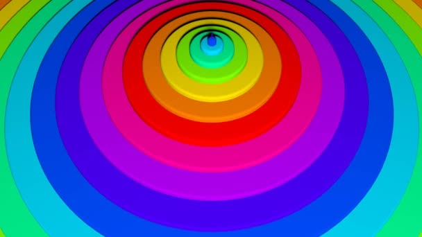 3d rendering of a colorful rainbow circles background animation — Stock Video