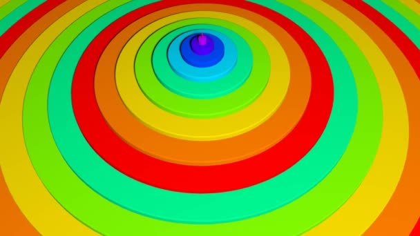 Kusursuz bir döngünün 3d canlandırması Renkli gökkuşağı çemberleri arkaplan canlandırması — Stok video