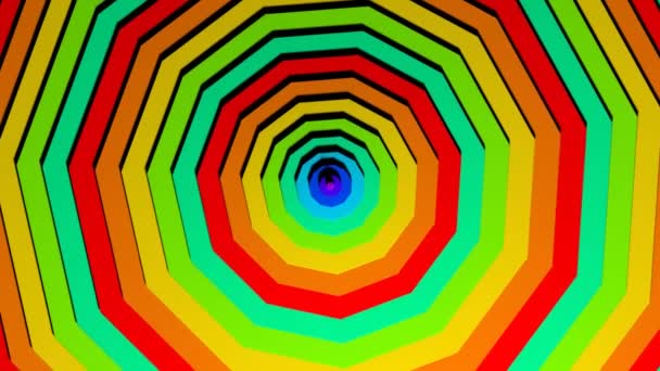 3d weergave van een perfecte lus kleurrijke regenboog cirkels achtergrond animatie — Stockvideo