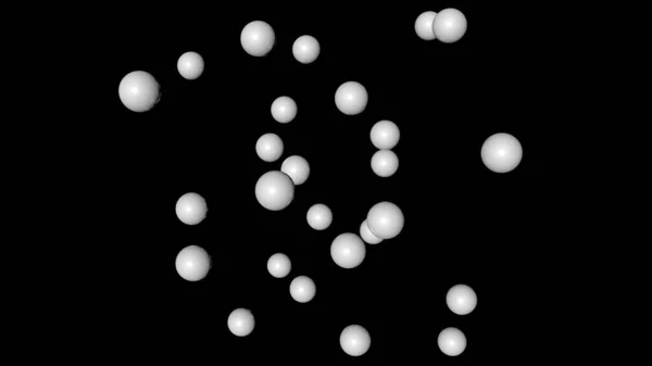 Återgivning Vit Flygande Sfär Isolerad Svart Bakgrund — Stockfoto