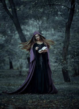 Uzun siyah bir pelerin, kötü kalpli cadı bir büyü atmalarını