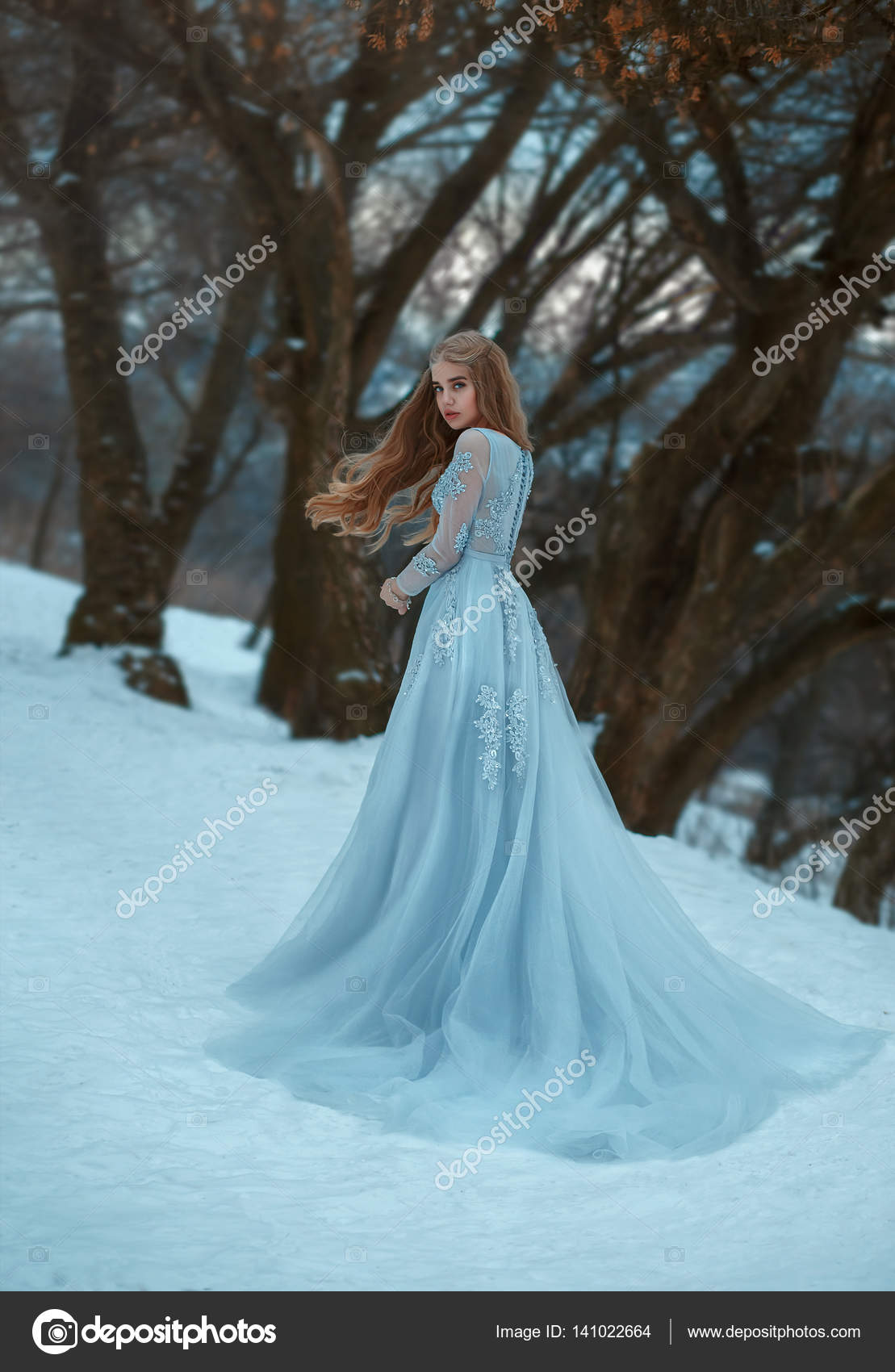 Lady In A Luxury Lush Blue Dress Stock Photo C Liqwer20 Gmail Com 141022664