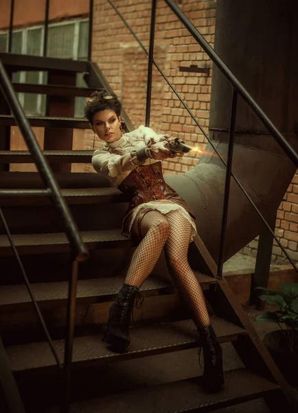 Kız bir steampunk tarzı — Stok fotoğraf