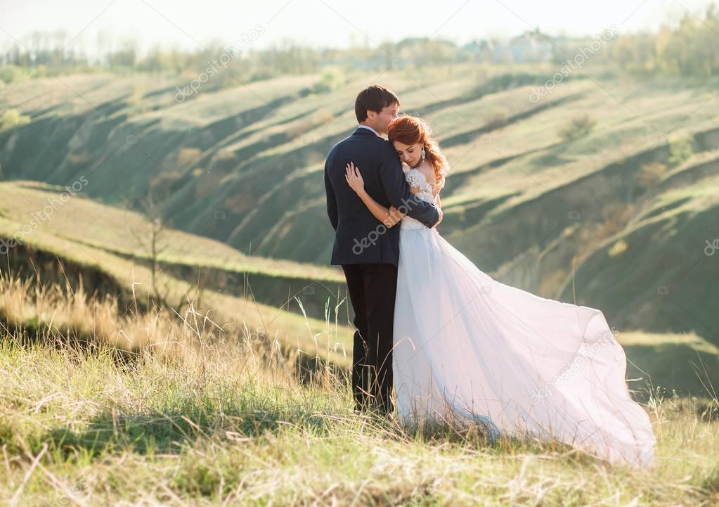 Stylish wedding on the river bank